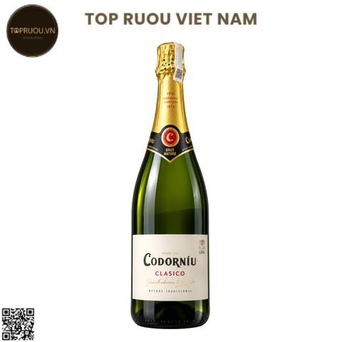 Vang Nổ Codorniu Clasico Sparkling Brut Nature DO Cava - Tây Ban Nha - Blend - 11,5% - 750ml