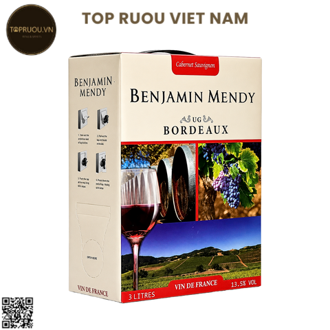 Rượu Vang Đỏ Túi Benjamin Mendy - Pháp - Cabernet Savignon - 13,5% - 3000ml