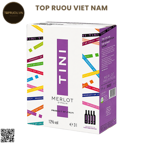 Rượu Vang Túi Đỏ Tini BIB - Ý - Merlot - 11.5% - 3000ml