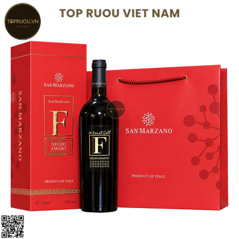 Hộp Rượu Đơn Vang Đỏ F Negroamaro Limited Edition (24 Karat Gold) - Ý - Negroamaro - 15% - 750ml