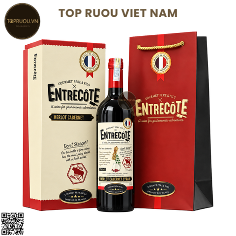 Hộp Qùa Tết Entrecote Melot Cabernet SyrahVDP 2023 - Pháp - 750ml - 14%
