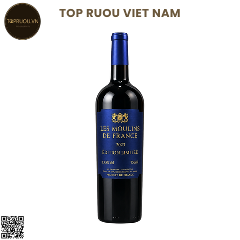 Vang Đỏ Les Moulins de France (Tem Xanh) 750ml - 13,5% - Pháp