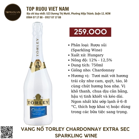 Torley Chardonnay Extra Sec Sparkling Wine - Hungary - Chardonnay - 12.5% - 750ml