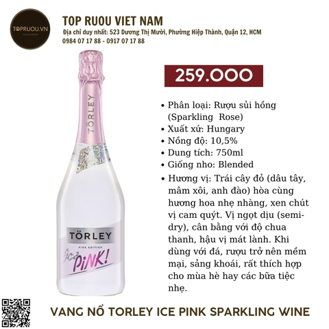 Torley Ice Pink Sparkling Wine - Hungary - Blend - 10.5% - 750ml