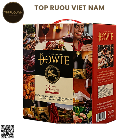 Rượu Vang Túi Bowie Vin De France - Pháp - Blended - 14% - 3000ml