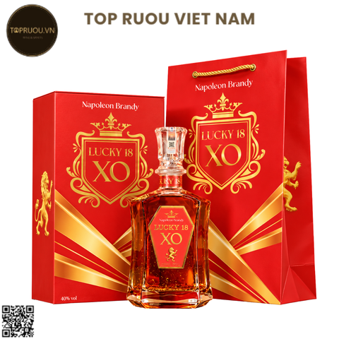 Brandy XO Vảy Vàng Lucky 18 Gold (Kèm Túi Giấy Hãng) - 700ml - 40% - Pháp