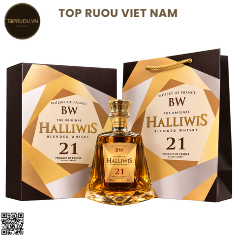 Whisky Halliwis BW 21 (Kèm Túi Giấy Hãng) - 700ml - 40% - Pháp