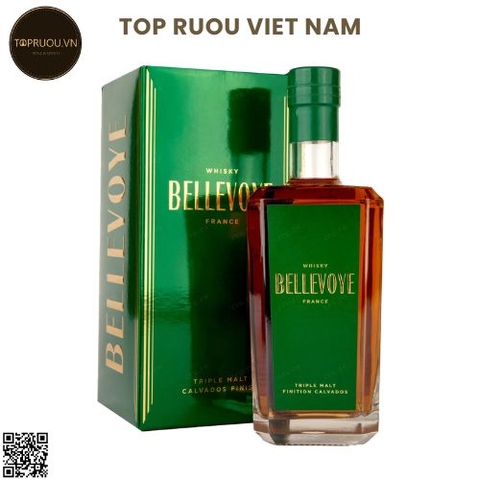 Whisky Bellevoye Finition Calvados (Tem Xanh Lá) - 700ml - 43% - Pháp