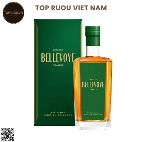 Whisky Bellevoye Finition Calvados (Tem Xanh Lá) - 700ml - 43% - Pháp