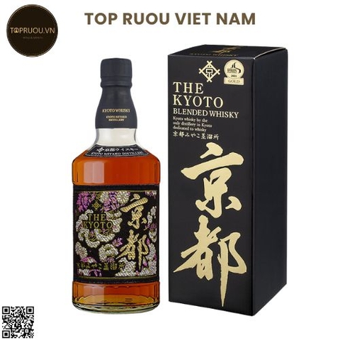 Whisky Kyoto Nishijin Ori Kuro-Obi (Black - Blend - Ex-bourbon Barrels) - 700ml - 46% - Nhật Bản