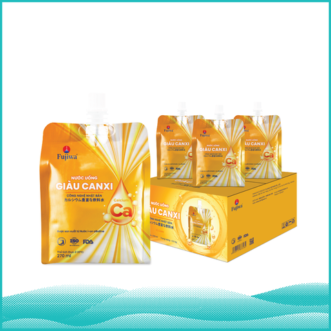 Canxi Fujiwa Nước Uống Giàu Canxi Vị Cam Thùng 12 Túi 270Ml