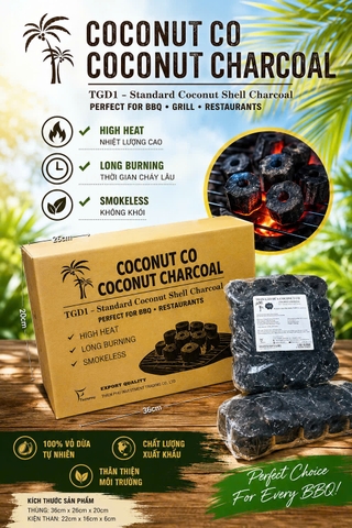 DÒNG TIÊU CHUẨN COCONUT CO COCONUT CHARCOAL-THÙNG 12 KG