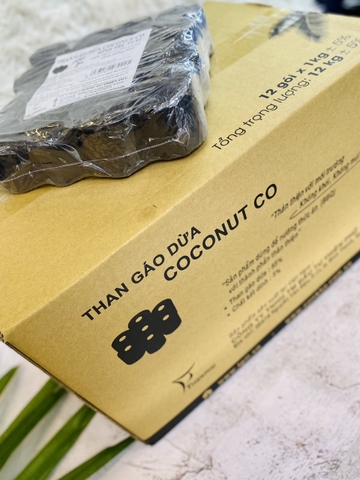 THÙNG 12 KG THAN GÁO DỪA COCONUT CO – 12 kg THAN KHÔNG KHÓI  BBQ  