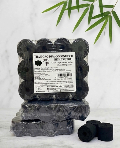 THAN GÁO DỪA COCONUT CO – THAN KHÔNG KHÓI CHUYÊN DÙNG NƯỚNG BBQ - HÌNH TRỤ 16 VIÊN/KG