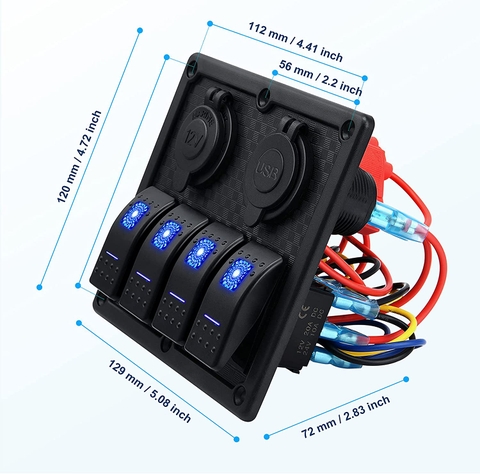 Bảng Công Tắc 4 nút , Chống Nước, Cho Tàu Thuyền, Xe,
