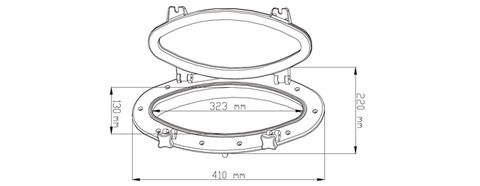 Cửa Sổ Vách Cano , Nhựa ABS Dạng Oval 323mm, Porthole ovan SFPP1-03