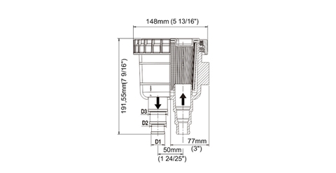 Lọc Rác Nước Biển , công suất 23L/ phút, Phi Ống 25.4mm-31.8mm, 32mm, model: SF-SWF001, Sử dụng lọc rác cho lấy nước làm mát động cơ, máy lạnh