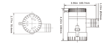 Bơm Nước Lườn không tự động 12V, Lưu Lượng 1100GPH,  SFBP1-G1100-01