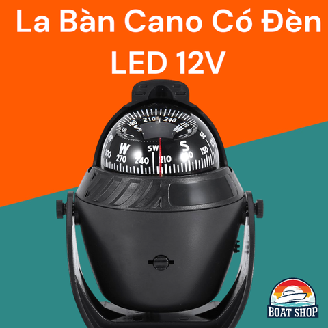 La Bàn Màu Đen Cho tàu Cano, Có Đèn LED Kích Thước 114 x 96 x 135mm