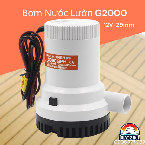 Bơm nước lườn không tự động, mã: SFBP2-G2000-01, điện áp: 24V, lưu lượng 2000 GPH, ống 29mm
