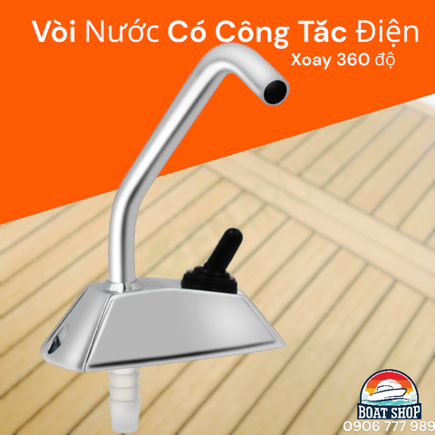 Vòi Nước Cho Bơm Nước Ngọt Có Công Tắc Điện Điều Khiển, Chất Liệu Inox 316, Cho Tàu Cano, RV, Mã S50220-10