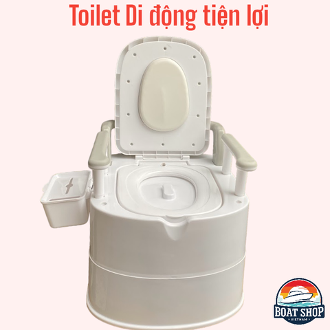 Toilet Di Động Xách Tay, Chất Liệu Nhựa, Màu Trắng Kích Thước  41x41x48cm, Mã S20608, hàng mới 100%