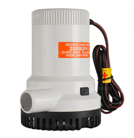 Bơm nước lườn không tự động, mã: SFBP2-G2000-01, điện áp: 24V, lưu lượng 2000 GPH, ống 29mm