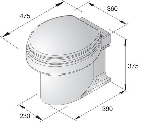 Bồn cầu điện DC 24V (Electric Toilet), Hãng Vetus Mã: TMW24Q, Chất Liệu Sứ