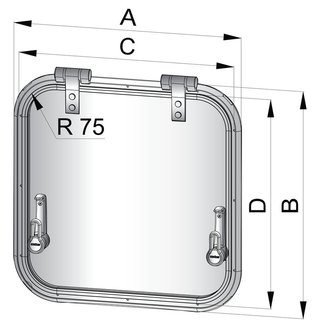 PLA45L VETUS CỬA SỔ MẶT TRƯỚC CABIN 474x474| 424x242mm Có Thể Mở 180 Độ,  Không Có Lưới chống muỗi