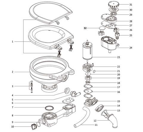 Bồn Cầu Toilet  Bằng Sứ, Điện 12V, 3/4