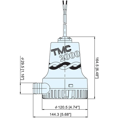 Bơm Nước Lườn Không Tự Động TMC 12V, 2000 Gallons/ giờ. mã 503-2020011 12V