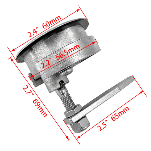 Khóa Tròn Nắp Hầm Inox 316, Đường Kính 61.5mm, ( Có Chìa Rời ) Có Khóa Gạt, Mã S31138