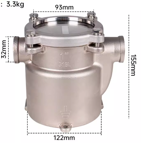 Lọc Rác Nước Biển , Chất Liệu Inox 316L Không Gỉ Dùng Lọc Rác Nước Biển Cho Tàu Thuyền , Đường Kính Ống 32mm, 46mm, 60mm