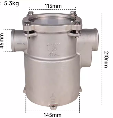 Lọc Rác Nước Biển , Chất Liệu Inox 316L Không Gỉ Dùng Lọc Rác Nước Biển Cho Tàu Thuyền , Đường Kính Ống 32mm, 46mm, 60mm