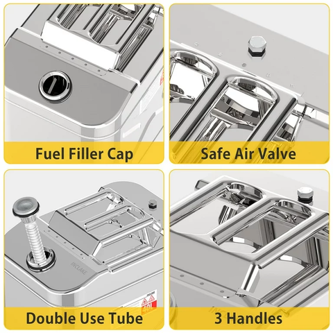 Thùng Xăng Dự Phòng Inox, Chất Liệu Thép Không Gỉ Inox 304, Dung Tích 40L, Kích Thước 365x260x530, Mã S80308-40L