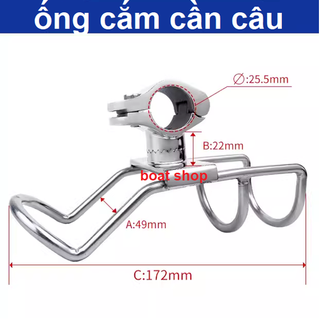 Giá Đỡ Cần Câu 25mm, inox 316, kt: 95x45mm