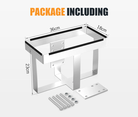 Giá Đỡ Thùng Xăng Dự Phòng, Chất Liệu INOX , kích Thước 36.4cm x 18.4cm x 23.2cm