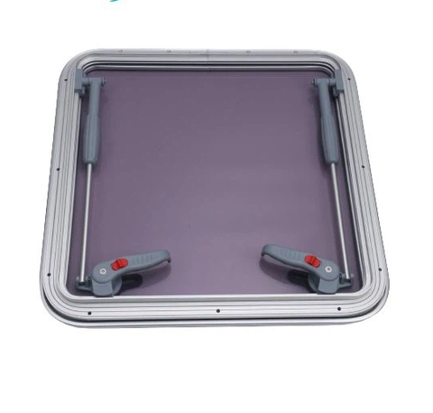 Cửa Nóc Khung Nhôm, Kính Acrylic, Kích Thước trong (442x442)mm, ngoài (507x507)mm, Mã: BS0095AA44, Dùng cho Tàu Thuyền, Không Hiệu, Hàng mới 100%