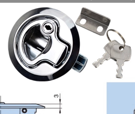 Khóa Nắp Hầm Tròn S31143-2, Có Chìa, Dạng Gài , KT 65x35mm, Inox 316