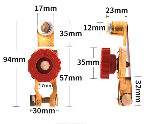 Công Tắc Ngắt Điện Ắc Quy Ô Tô 12/24V, dòng 125A - 500A, Có Cọc Nối Ắc Quy Tiện Lợi