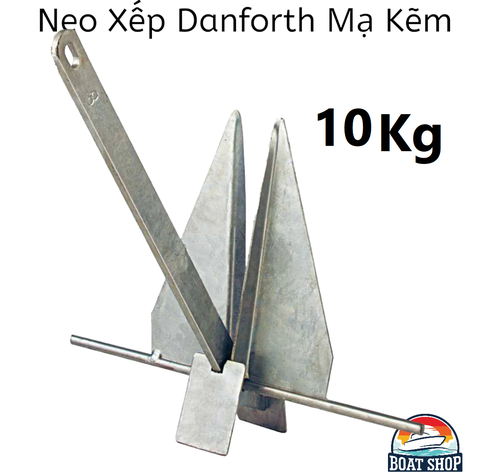 Neo Xếp 10Kg Danforth Thép Mạ Kẽm, Cho Tàu Cano, Nặng 10kg, Tặng Kèm Dây 20 mét, Mã BS30858-10