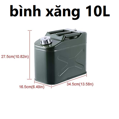 Can Đựng Xăng 10L Thép Siêu Bền Có Thể Đựng Xăng hoặc Dầu