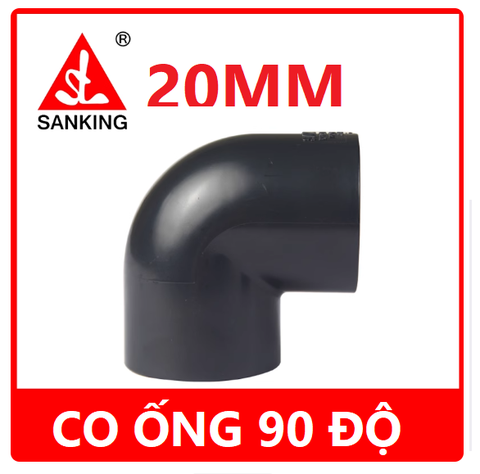Co 90 độ, Màu đen bóng, Hãng Sanking, Chất liệu U-PVC Phi 20, 25, 32, 40, 50, 63,90,110,140 Chuyên Cho Hồ Cá