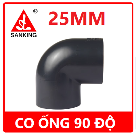 Co 90 độ, Màu đen bóng, Hãng Sanking, Chất liệu U-PVC Phi 20, 25, 32, 40, 50, 63,90,110,140 Chuyên Cho Hồ Cá