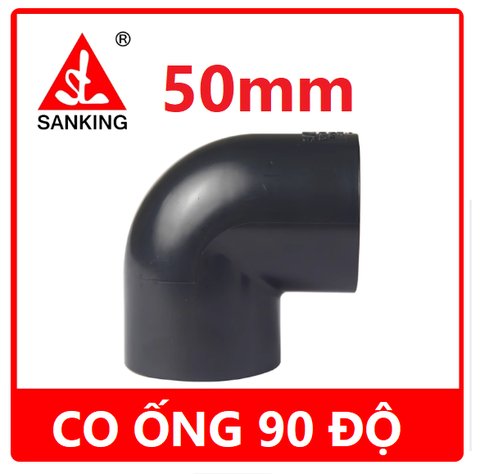 Co 90 độ, Màu đen bóng, Hãng Sanking, Chất liệu U-PVC Phi 20, 25, 32, 40, 50, 63,90,110,140 Chuyên Cho Hồ Cá