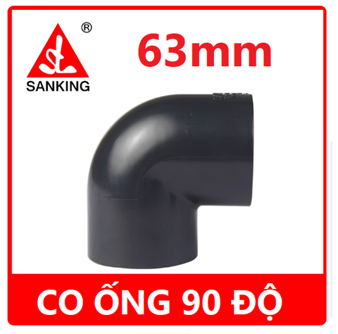 Co 90 độ, Màu đen bóng, Hãng Sanking, Chất liệu U-PVC Phi 20, 25, 32, 40, 50, 63,90,110,140 Chuyên Cho Hồ Cá
