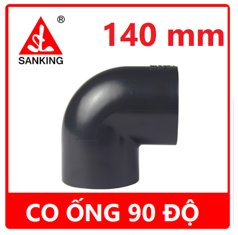 Co 90 độ, Màu đen bóng, Hãng Sanking, Chất liệu U-PVC Phi 20, 25, 32, 40, 50, 63,90,110,140 Chuyên Cho Hồ Cá