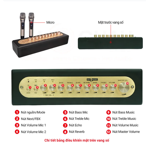 Vang số chỉnh cơ Acnos Mi30S V2 (Bluetooth & Micro, DSP, DAC 24bit, kết nối FM ô tô hát karaoke)
