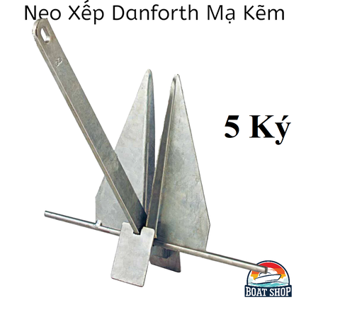 Neo Xếp 5Kg Danforth Thép Mạ Kẽm, Cho Tàu Cano, Nặng 5kg, Tặng Kèm Dây 20 mét, Mã BS30858-5
