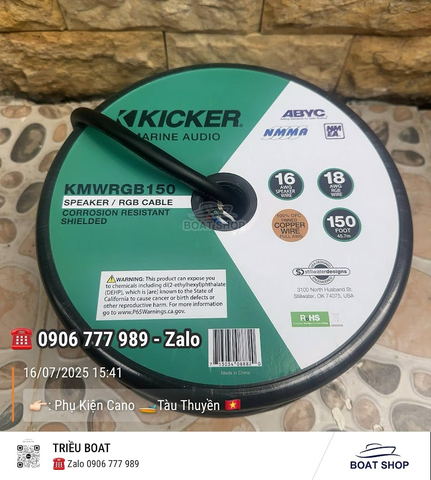 Dây Loa Kicker Tiêu Chuẩn Hàng Hải Marine 16 AWG Speaker Wire, Chiều Dài 150ft 46KMWRGB150